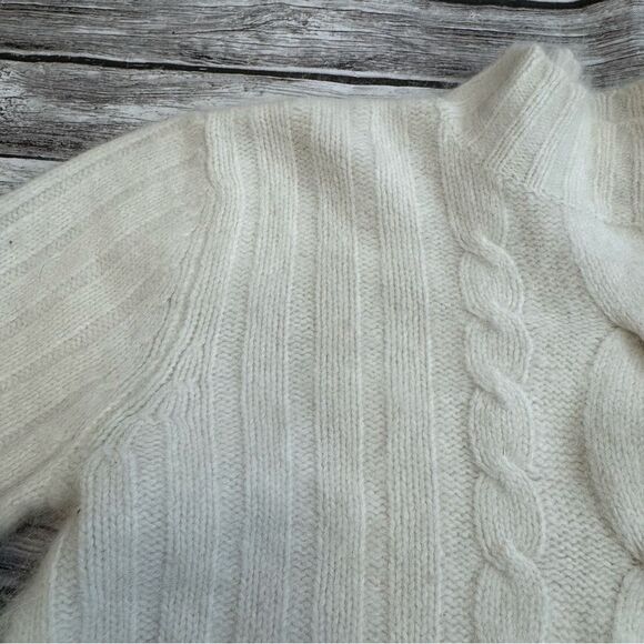 Liz Claiborne Women Mock Neck Sweater M Med Medium Angora Lambs Wool Ivory Cream - Picture 5 of 14